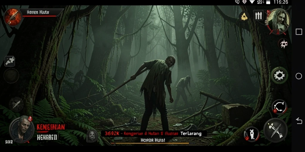 Screenshot menampilkan suasana tegang di hutan gelap 369ZK.