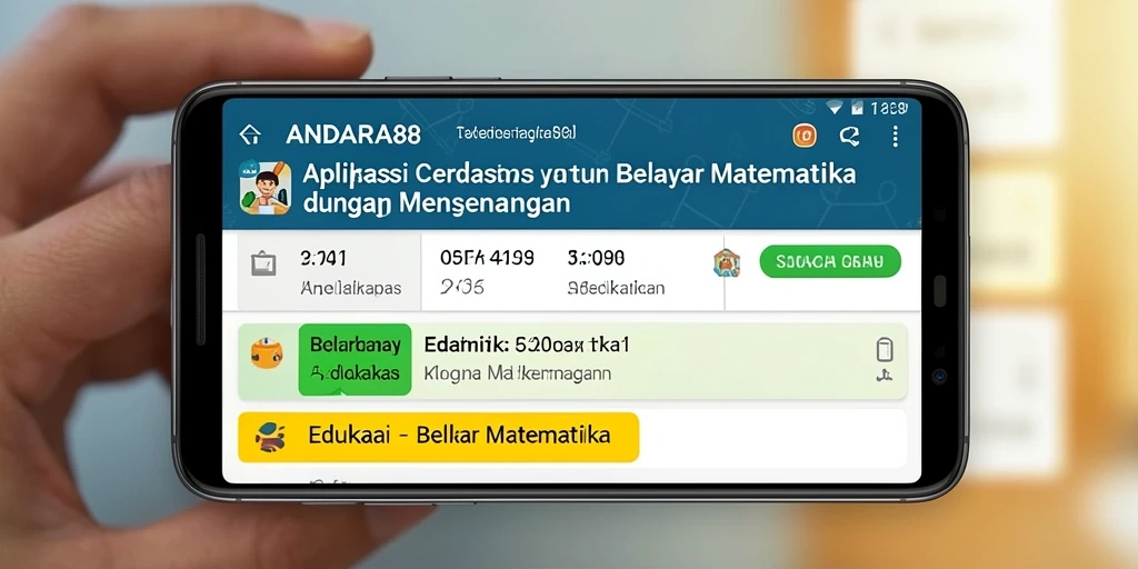 Tampilan antarmuka aplikasi ANDARA88 untuk belajar matematika yang interaktif.