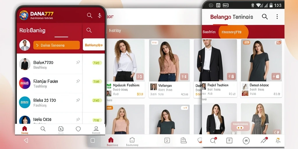 Antarmuka DANA777 menampilkan berbagai produk fashion terkini.