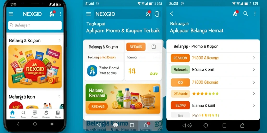 Antarmuka aplikasi NEXGID menampilkan penawaran kupon menarik.
