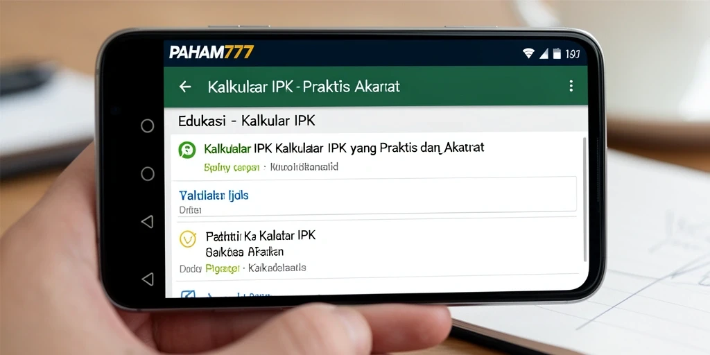 Tampilan antarmuka PAHAM777 yang sederhana dan informatif.