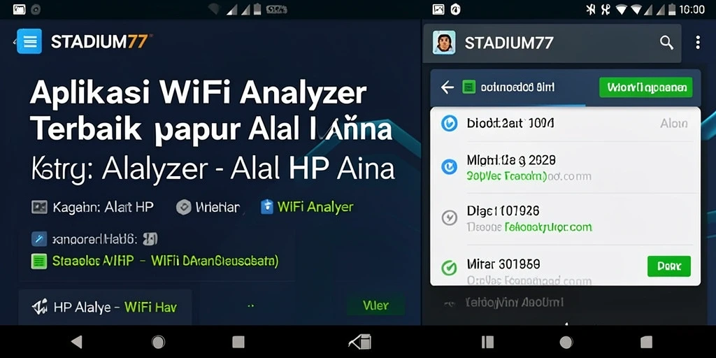 Tampilan antarmuka utama STADIUM77 yang menunjukkan analisis WiFi.
